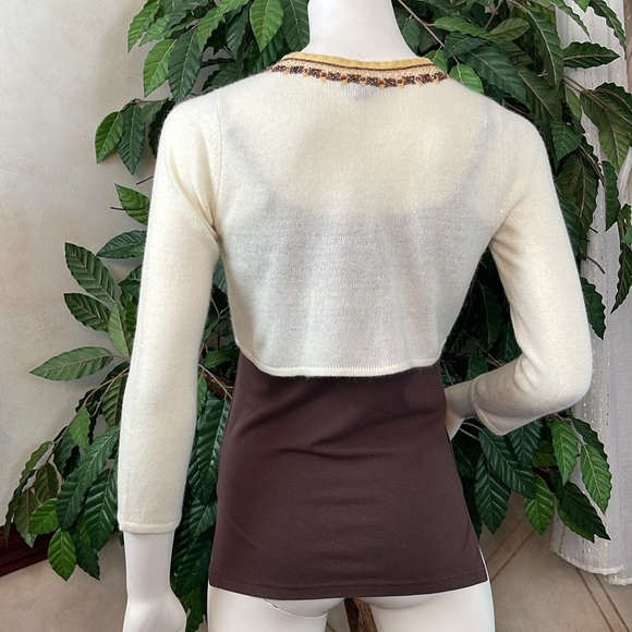 BEAD EMBELLISHED ANGORA SHRUG WITH CAMISOLE - Picture 6 of 14